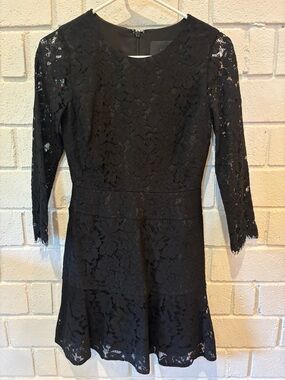 J. Crew Black Lace Long Sleeve Dress